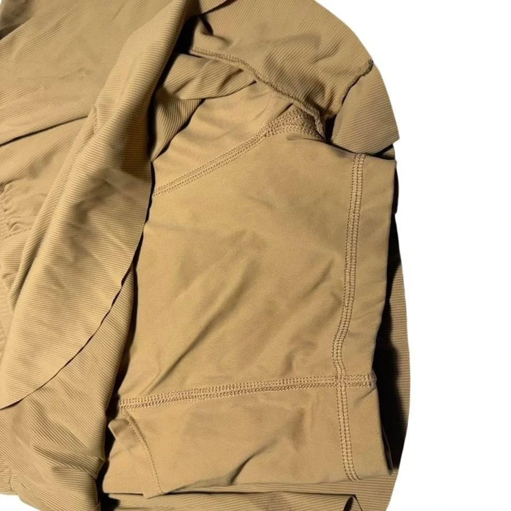 Zyia Active Tan Ribbed Layered Athletic Shorts with‎ Built-in Liner Mens
